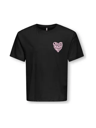 T-Shirt Noir Fille Kids ONLY Sille Amor Life 1