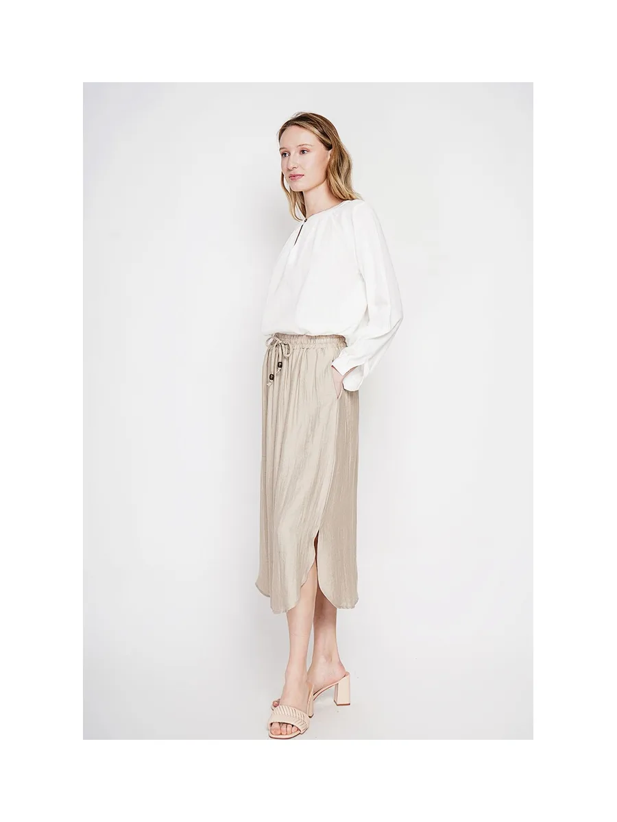 Blouse col tunisien boutonné devant à manche longues 4
