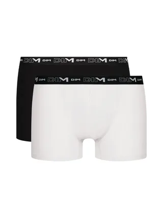 Lot de 2 Boxers Blanc/Noir Homme Dim D6596 1