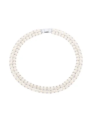 Collier 2 Rangs Véritables Perles d'Eau Douce Boutons 3-4 mm — Argent 925 Millièmes — 40 cm 1