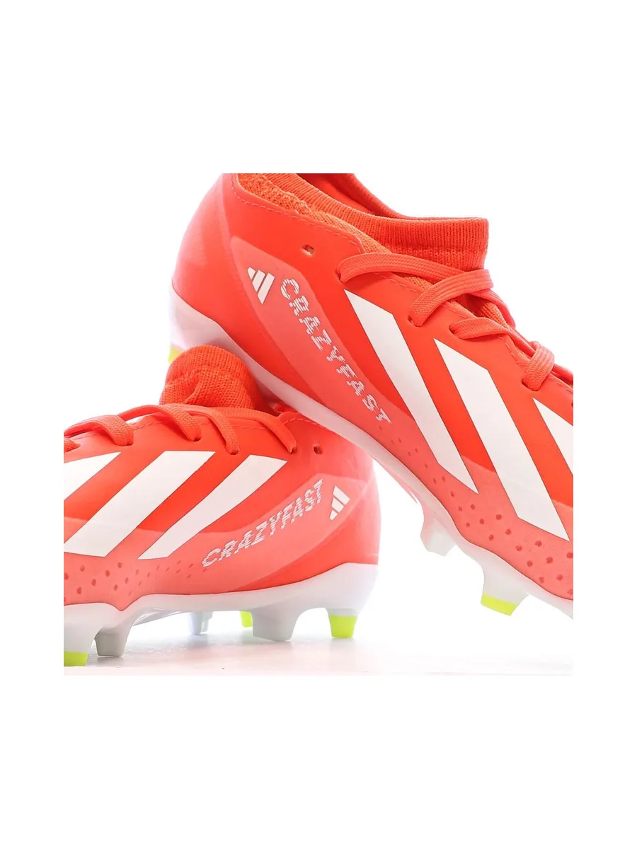 Chaussures de Football Blanches/Rouges Garçon Adidas Crazyfast League 8