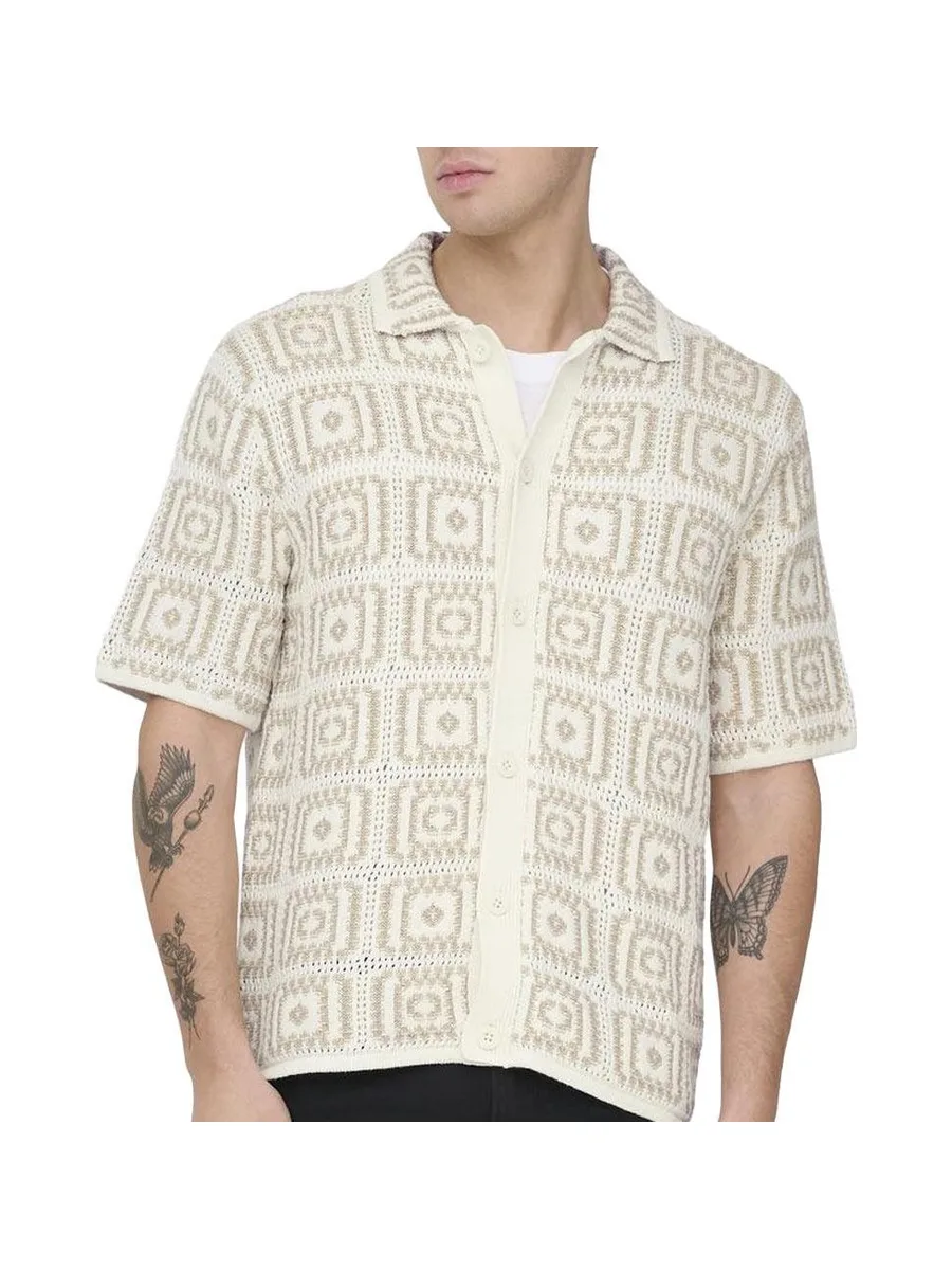 Chemise à Maille Ecru Homme Only & Sons Bart RLX 5 SS 1