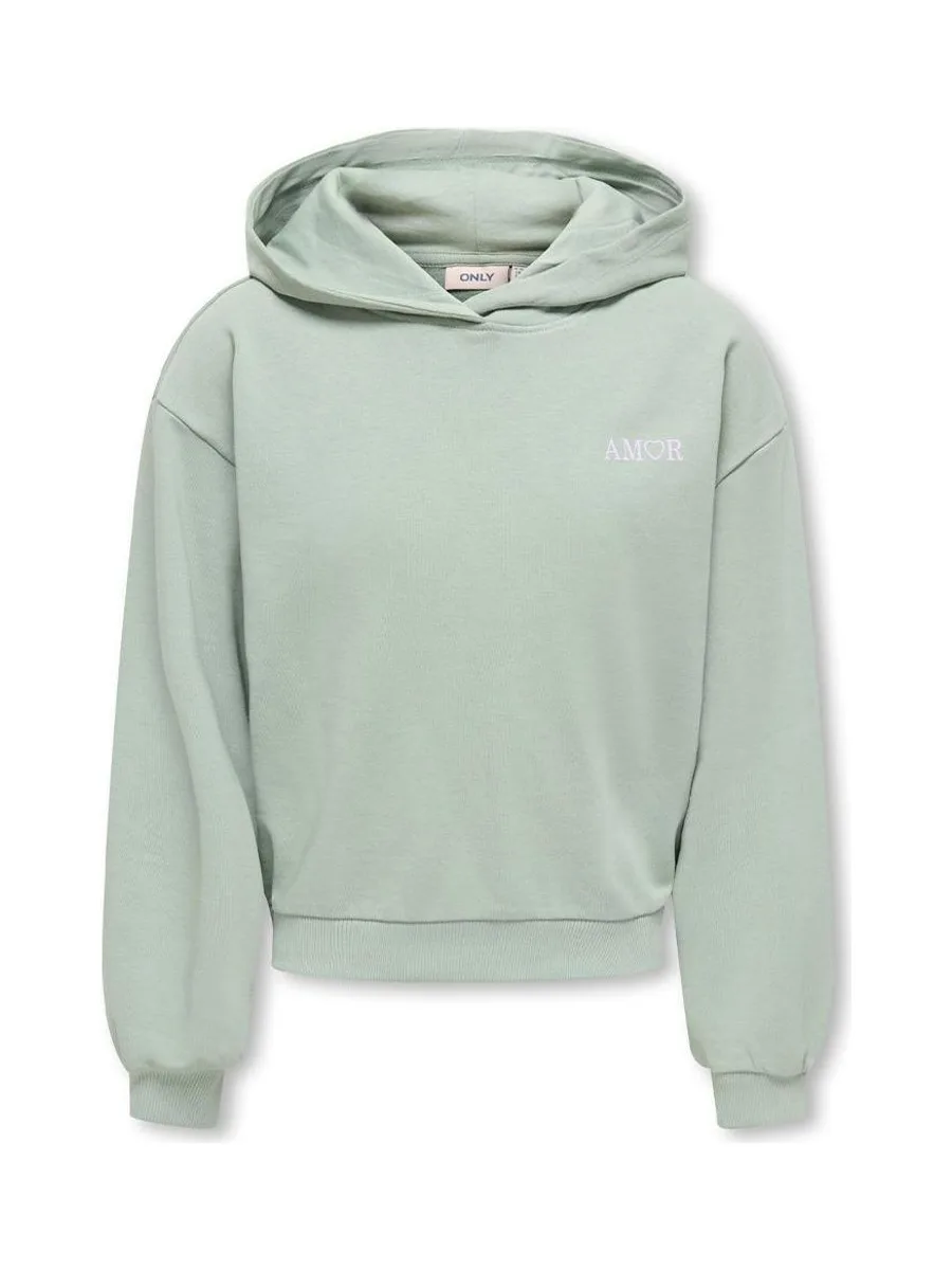 Sweat à Capuche Vert Fille Kids ONLY Amor Life 2