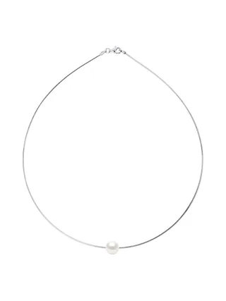 Collier Véritable Perle d'Eau Douce Traversante Ronde 9-10 mm — Argent 925 Millièmes Rhodié — 42 cm 2