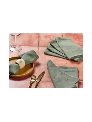 Serviette de table - 6 pièces - Lin et coton blanc crème 58