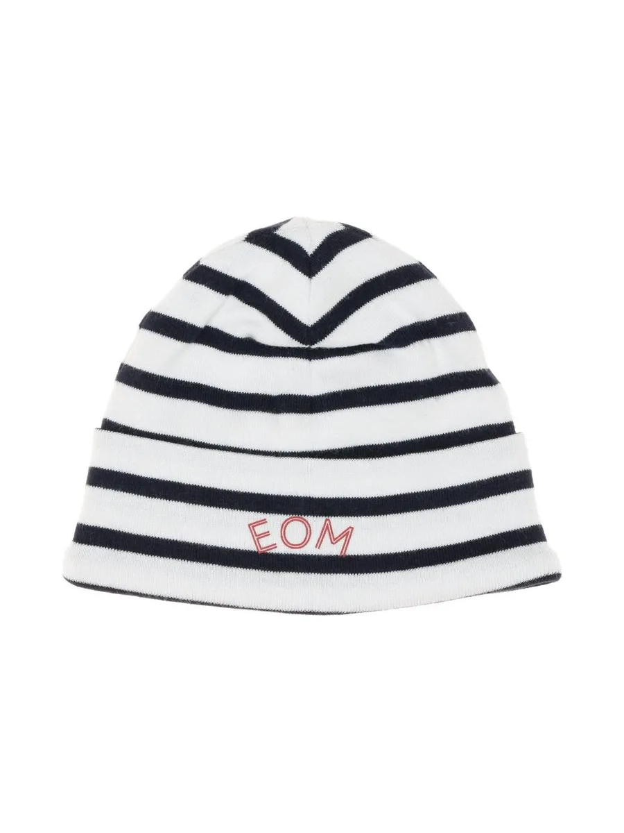 Bonnet à Rayure Blanc/Marine Garçon Bébé Elle est ou la mer Mousqua 1