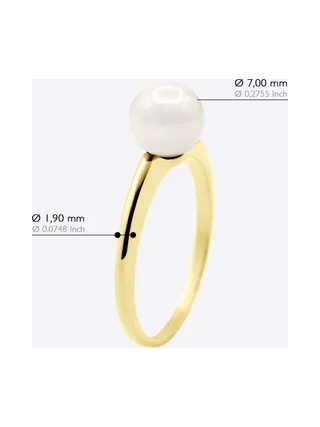 Bague Jonc Véritable Perle d'Eau Douce Ronde 7-8 mm — Or Blanc 375 Millièmes 5