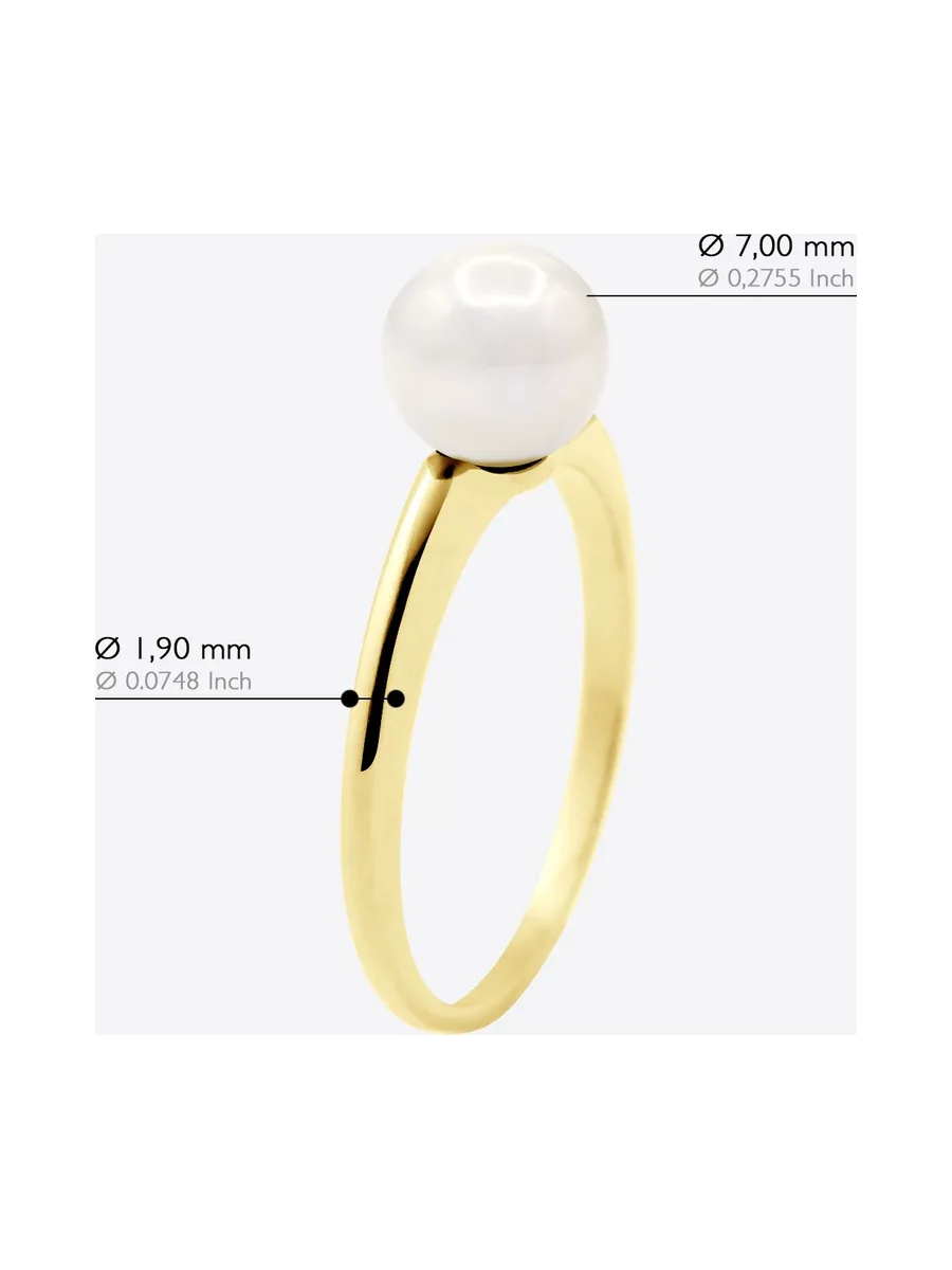 Bague Jonc Véritable Perle d'Eau Douce Ronde 7-8 mm — Or Blanc 375 Millièmes 5