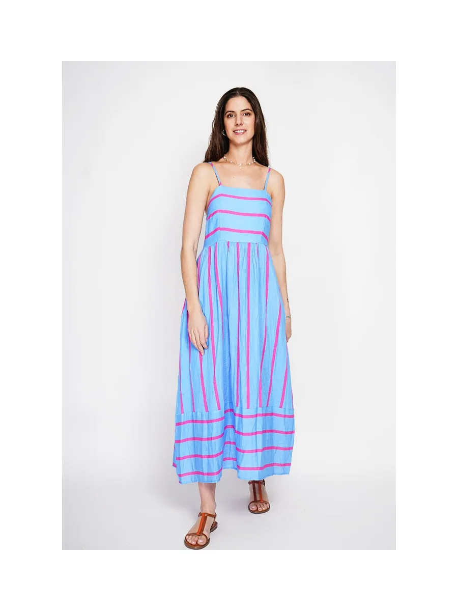 Robe Longue d'Été à Bretelles Rayée 3