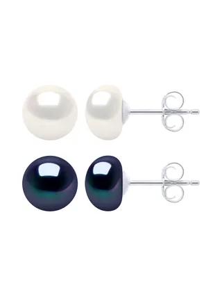 Boucles d'Oreilles Véritables Perles de Culture d'Eau Douce 7-8 mm — Argent 925 Millièmes 1