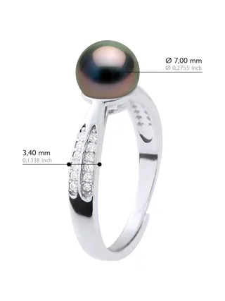 Bague Jonc Véritable Perle de Tahiti Ronde 7-8 mm — Argent 925 Millièmes Rhodié 2