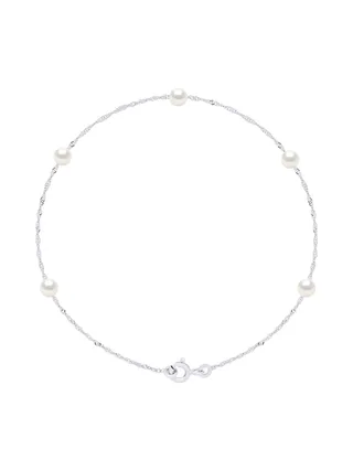 Bracelet Véritables Perles d'Eau Douce Rondes 4-5 mm — Or Blanc 750 Millièmes — 18 cm 1