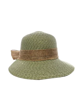 Chapeau de soleil en paille Kaki Via Lorenzo Pan Coupe Ocean 2