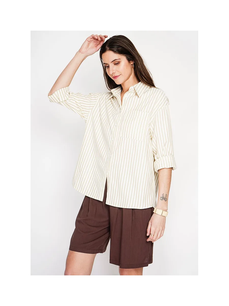 Chemise longue coupe oversize Poche poitrine à manches longues à reyure 9