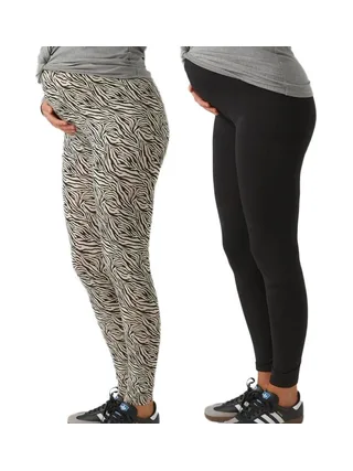 X2 Leggings de Grossesse Beige/Noir Femme Mamalicious Lemma 1