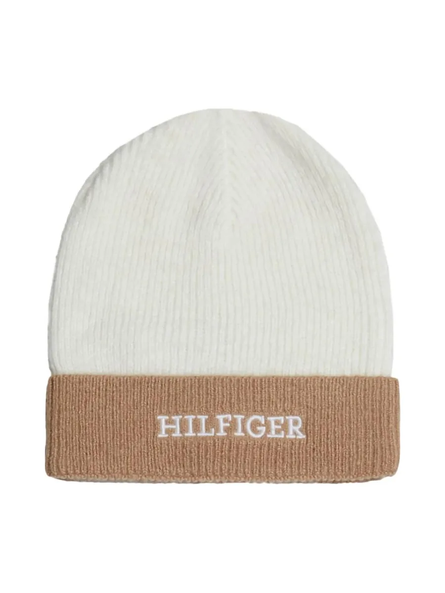 Bonnet Blanc/Marron Femme Tommy Hilfiger Beanie 2