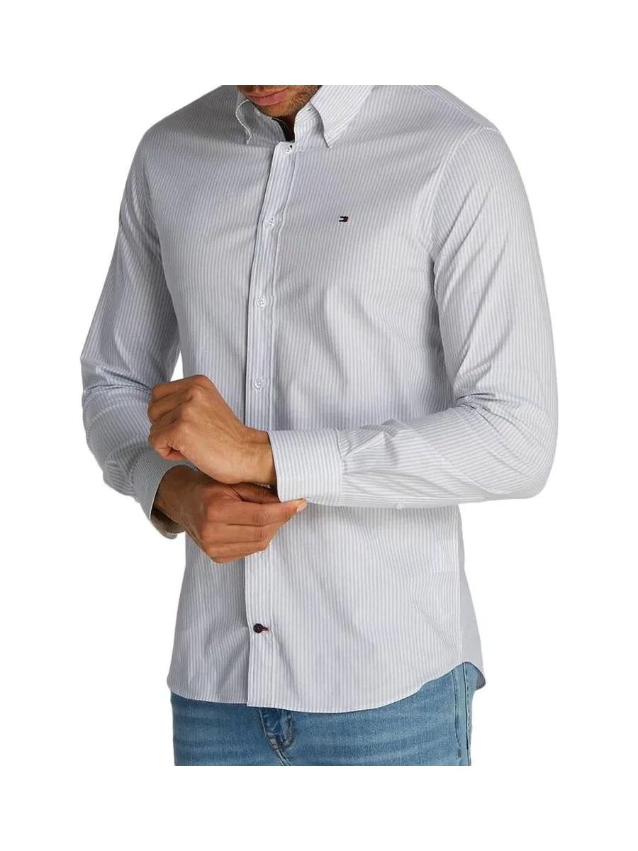 Chemise Blanche/Bleu Homme Tommy Hilfiger Poplin 2