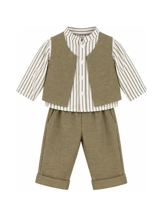 Ensemble Kaki/Blanc Bébé P'tit Mome Lucas 1