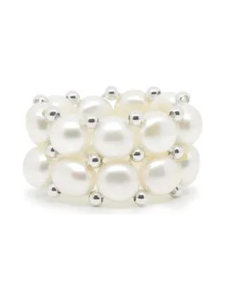 Bague 2 Rangs Véritables Perles d'Eau Douce 4 mm 1