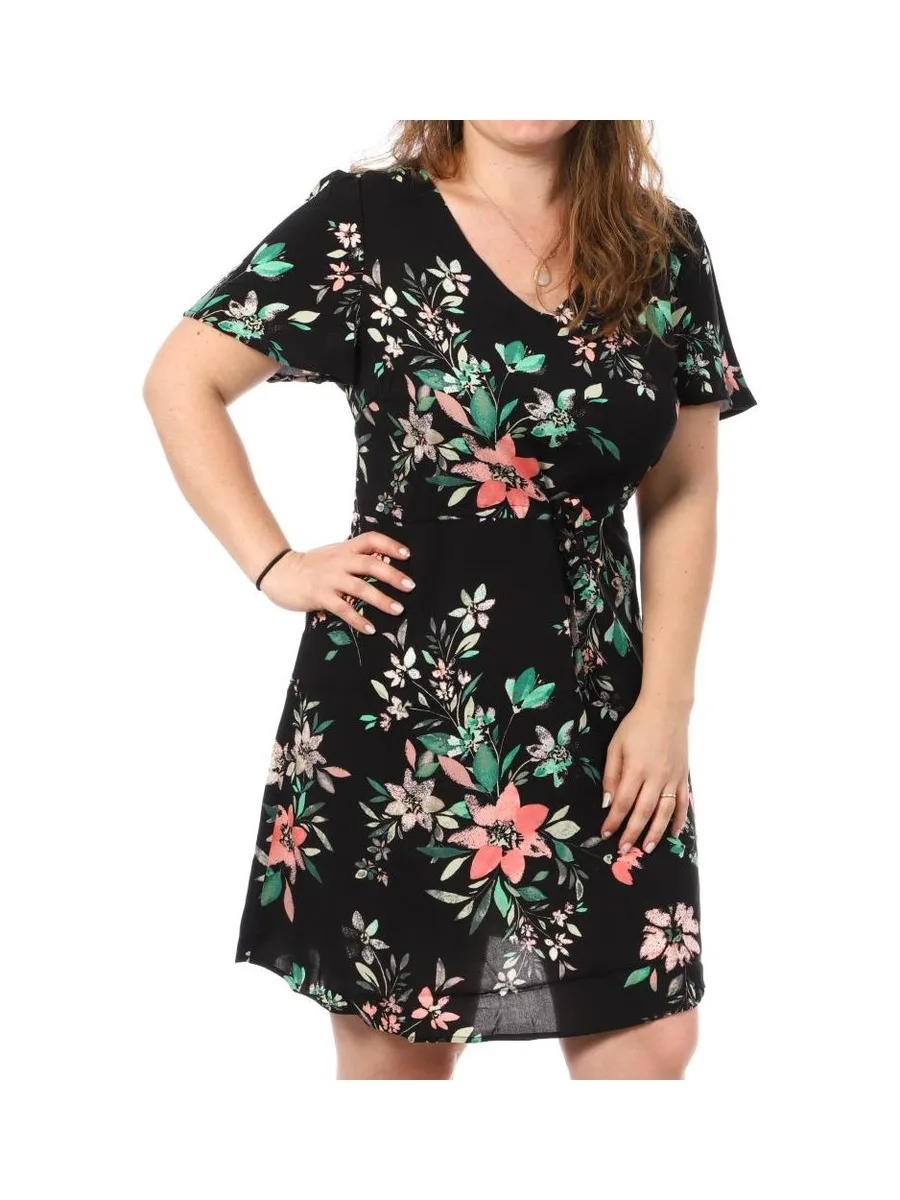 Robe Noir/Rose à Motifs Femme Vero Moda CURVE Easy B5T 2