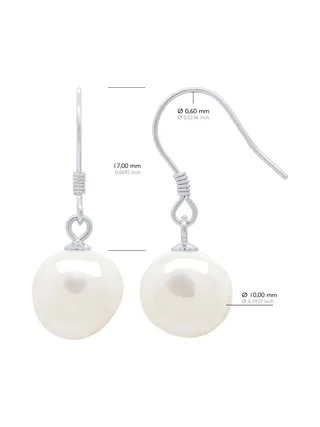 Boucles d'Oreilles Véritables Perles d'Eau Douce Baroques 10-11 mm — Argent 925 Millièmes 2