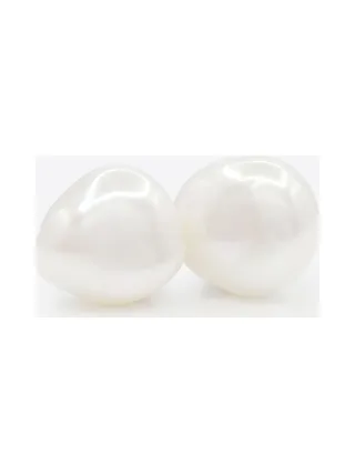 Boucles d'Oreilles Véritables Perles d'Eau Douce Baroques 12-13 mm — Or Blanc 375 Millièmes 1