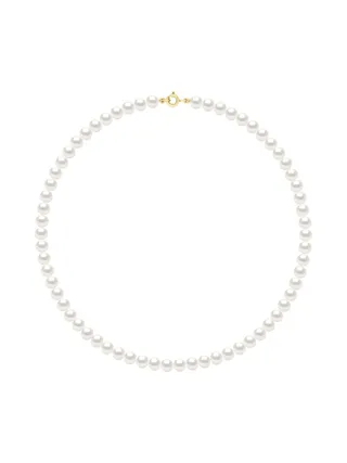 Collier Véritables Perles de Culture d'Eau Douce Semi-Rondes 6-7 mm — Or Blanc 375 Millièmes — 42 cm 1