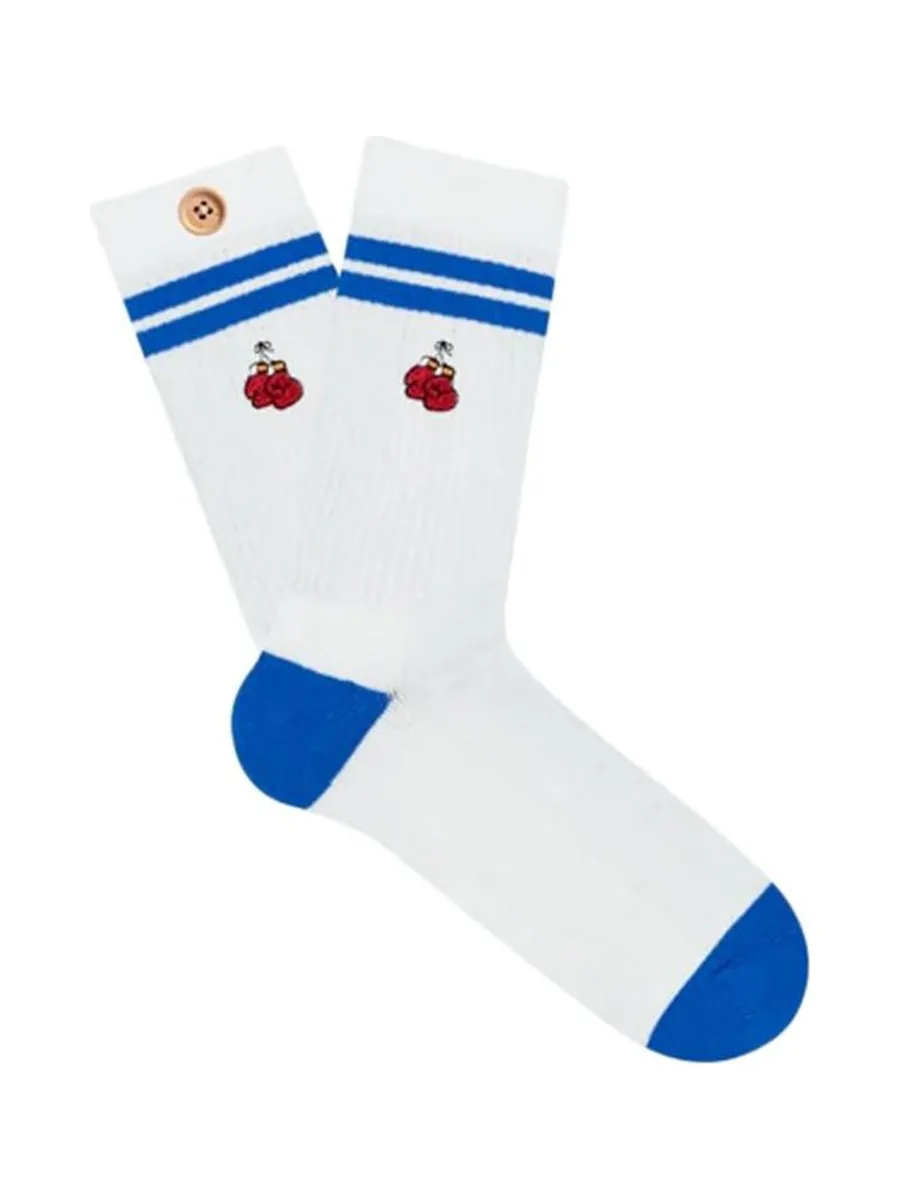 Paire de Chaussettes Blanche/Bleu Homme Cabaia Hugo 2