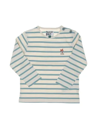 T-shirt à Rayures Beige/Turquoise Garçon EOM Eloris 1