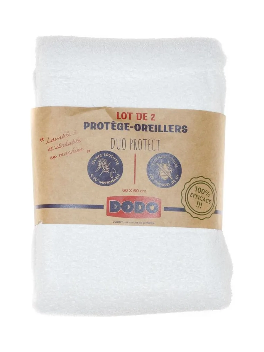 Lot de 2 protège-Oreillers Impermeable Blanc Dodo Protect 1