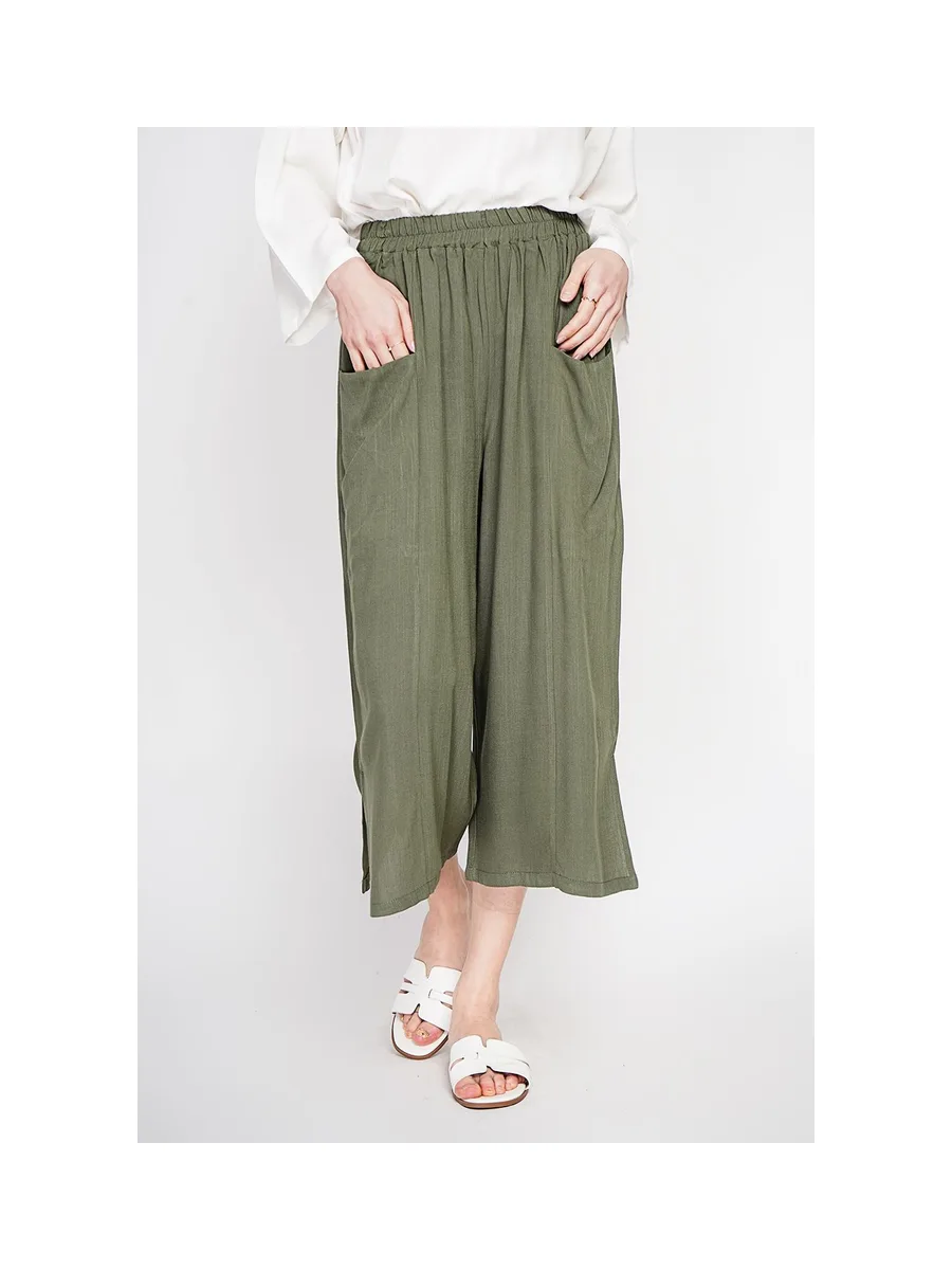 Pantacourt large taille haute avec poches devant 6