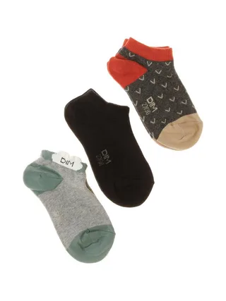 3x Paires de Chaussettes Grises/Rouge/Bleu à Motifs Fille Dim Fantaisie 1