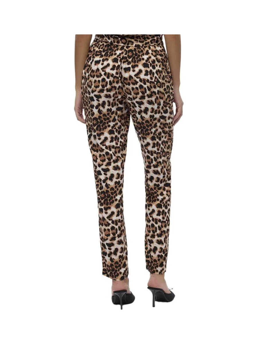 Pantalon fluide Léopard Noir/Beige Femme Vero Moda Easy Joy 3