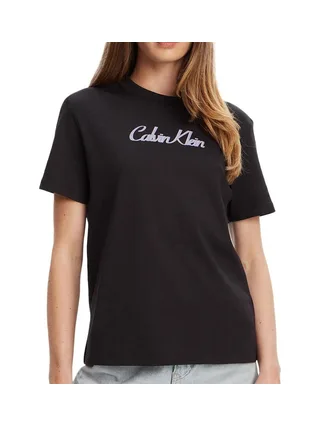 T-shirt Noir Femme Calvin Klein Jeans Ss 20s Classic Logo 1