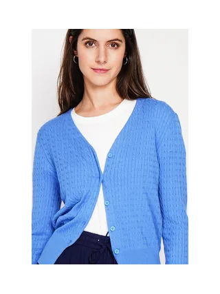 Gilet col v boutonné devant torsade à manche longues 4