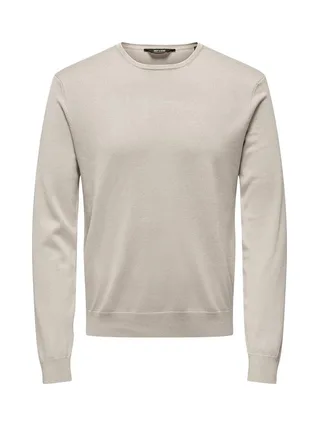 Pull Beige Homme Only & Sons Life Crew Knit 1