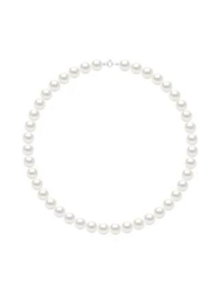 Collier Véritables Perles d'Eau Douce Rondes 10-11 mm — Or Blanc 375 Millièmes — 50 cm 1