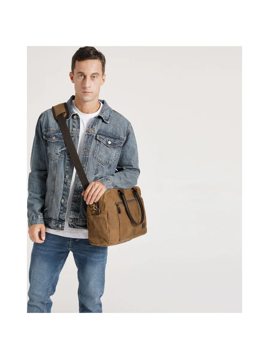 BART - Sac week-end en cuir véritable et toile enduite - Bleu 11