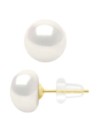 Boucles d'Oreilles Véritables Perles de Culture d'Eau Douce 8-9 mm — Or Jaune 375 Millièmes 1