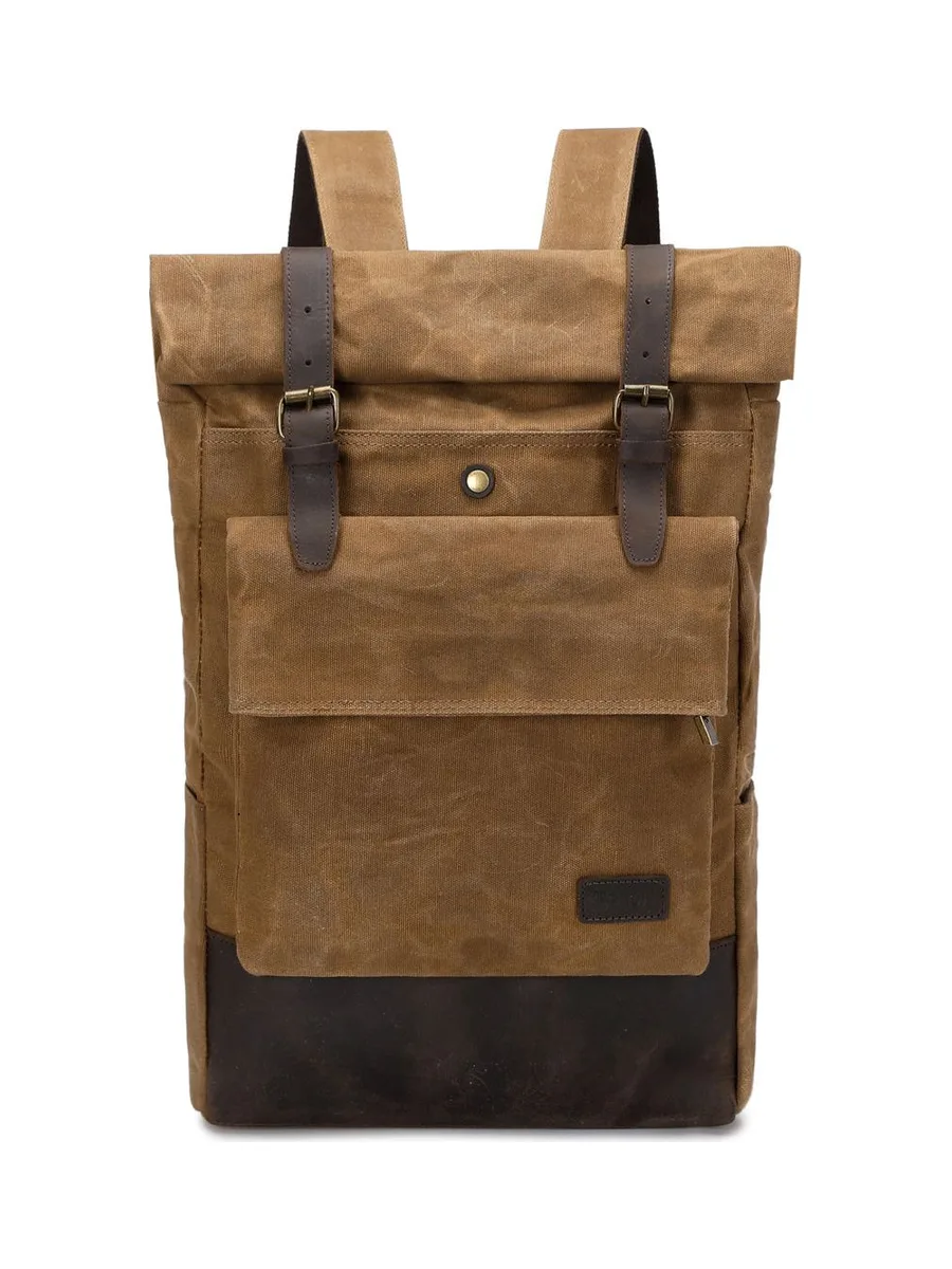 JACK - Sac à dos en cuir véritable et toile enduite - Bleu 9