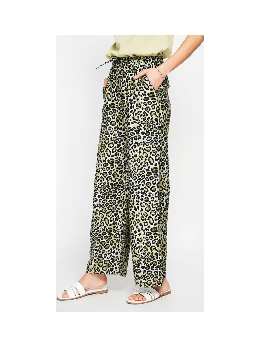 Pantalon taille haute en léopard avec cordons de serrage avec poches 11