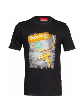 T-shirt Noir Homme Supreme Grip Gun 1
