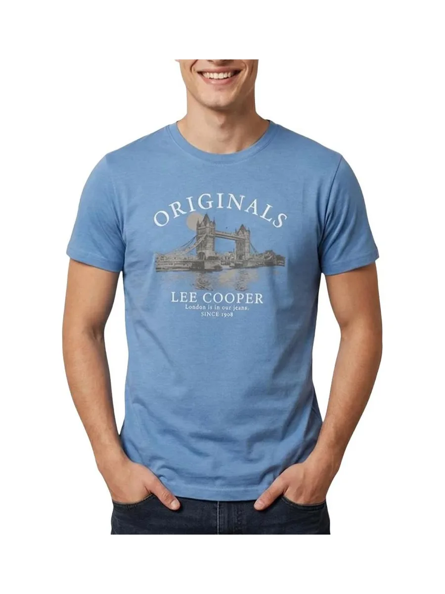 T-Shirt Bleu Homme Lee Cooper LCN820 2