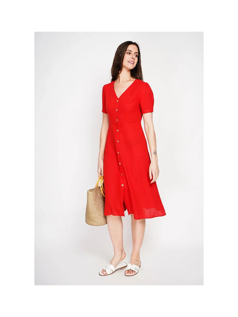 Robe longue boutonnée devant à manche court 13