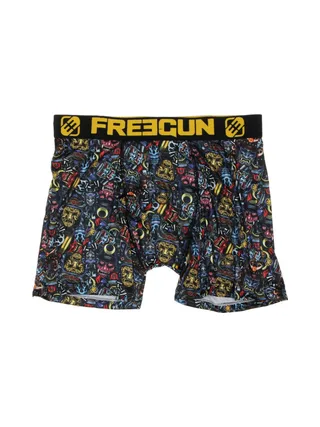 Boxer Noir/Bleu/Jaune à Imprimés Homme Freegun MAS 1