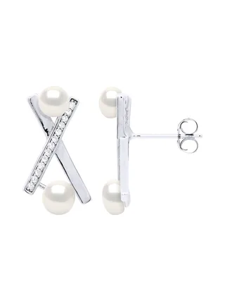 Boucles d'Oreilles Véritable Perle d'Eau Douce Bouton 4-5 mm — Argent 925 Millièmes Rhodié 1