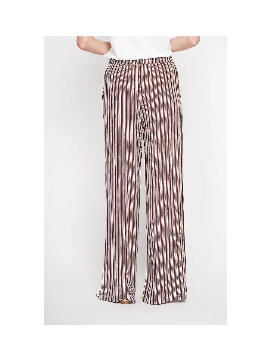 Pantalon taille haute à rayure avec cordons de serrage avec poches 12