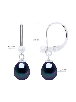 Boucles d'Oreilles Véritables Perles d'Eau Douce Poires 7-8 mm — Argent 925 Millièmes 2