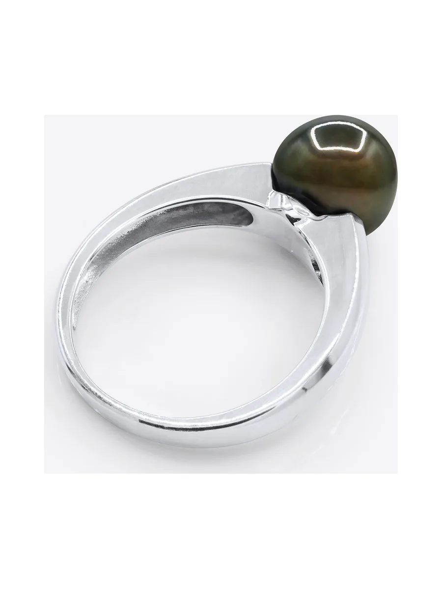 Bague Jonc Véritable Perle de Tahiti Ronde 7-8 mm — Argent 925 Millièmes Rhodié 5