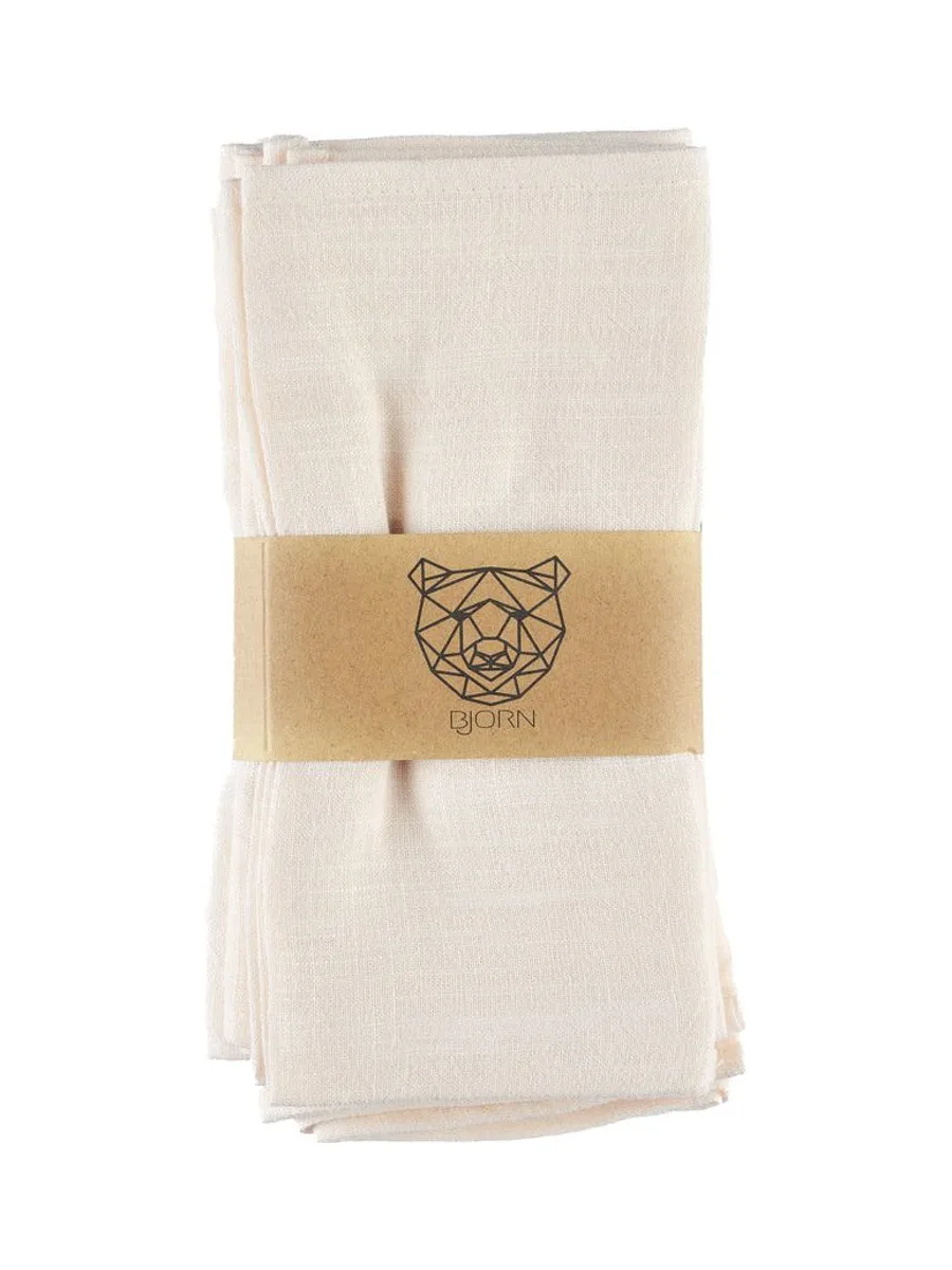 Serviette de table - 6 pièces - Lin et coton blanc crème 85